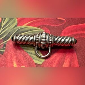 Judith Ripka Twisted Rope Pin w/Green Gemstone End-caps (Charm NOT Included)